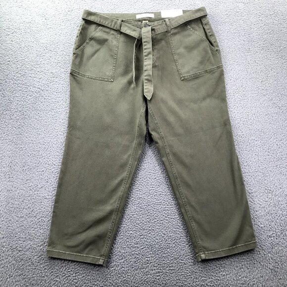 CATO Est. 1946 Womens Size 20W Green High Rise Belted Straight Ankle Jeans NEW - Picture 1 of 16